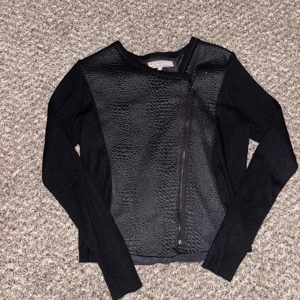 Lola & Sophie Charcoal Faux Leather Jacket Size Large
